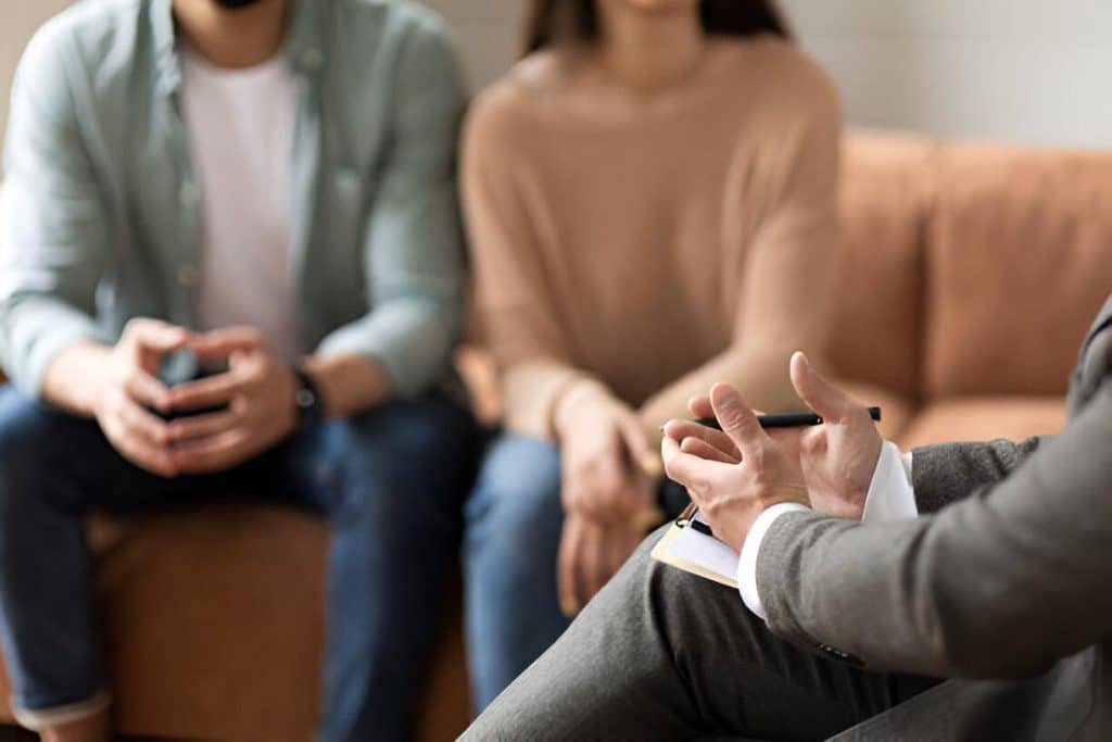 couple getting pre marriage counselling